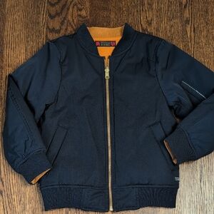 Scotch & Soda Navy Bomber Jacket with Tan Accents